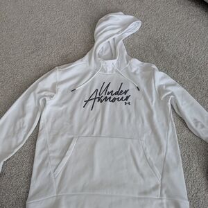 Under Armour White Fleece Script Hoodie